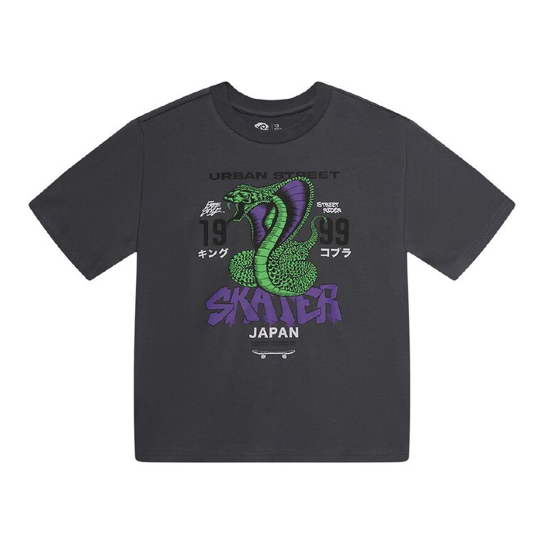 Young Original Short Sleeve Print Tee, Grey Dark, hi-res