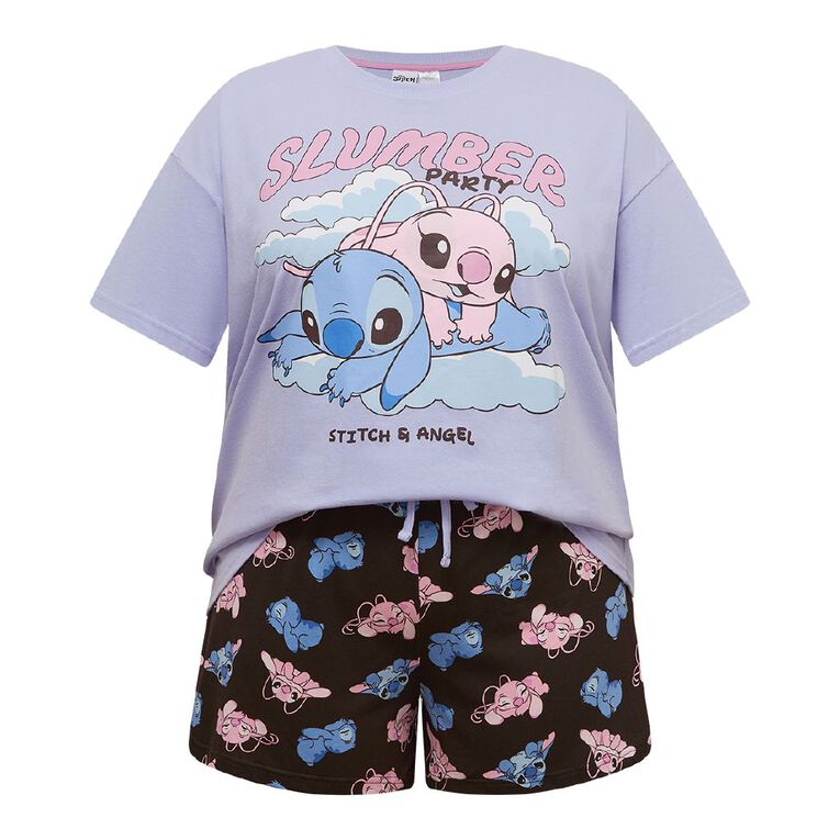 Stitch Boxy Tee and Short Pyjama Set, Blue Light, hi-res