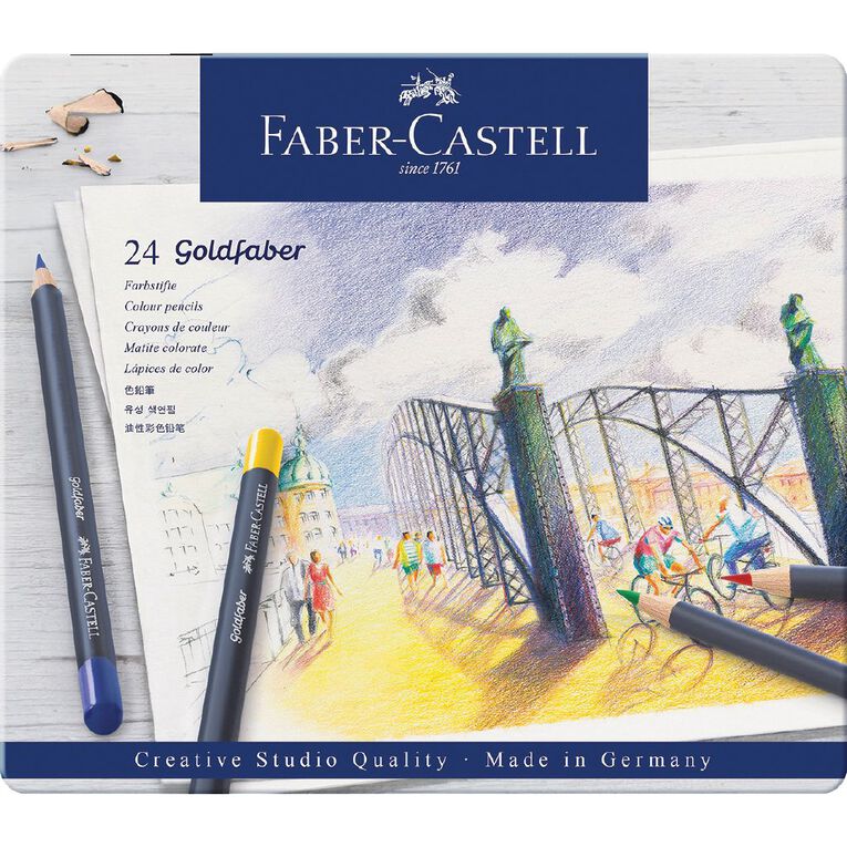 Faber-Castell Goldfaber Colour Pencils Tin 24 Pack Assorted, , hi-res