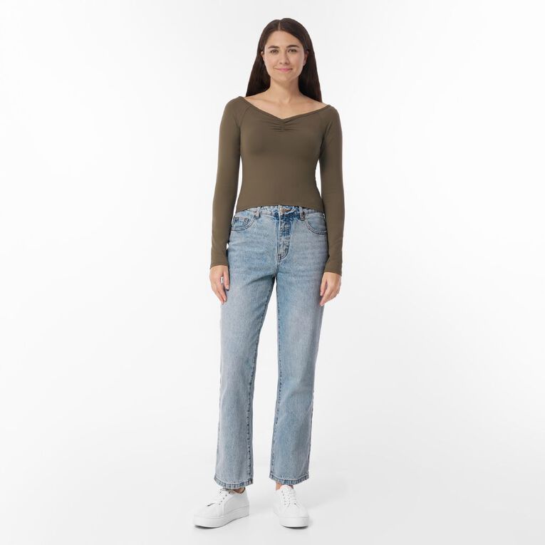 H&H Women's Mid Rise Straight Leg Jean, Denim Light, hi-res