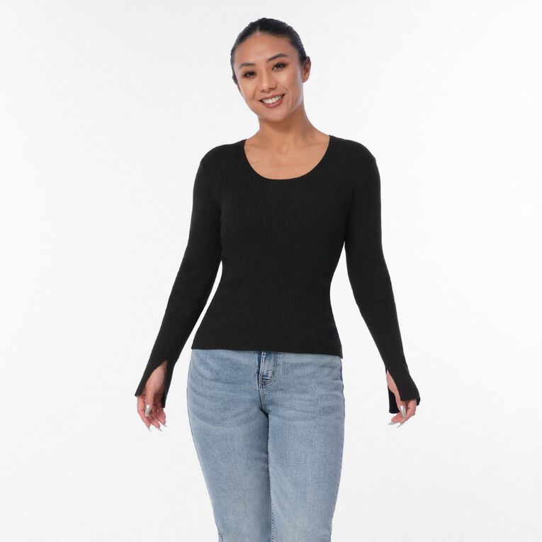 H&H Women's True Knit Scoop Neck, Black, hi-res