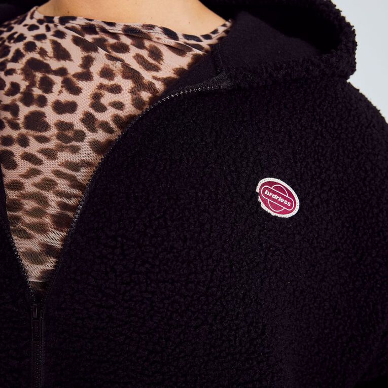 BRDRLESS Cleo ZIp-Thru Long Sleeve Teddy Fleece, Black, hi-res