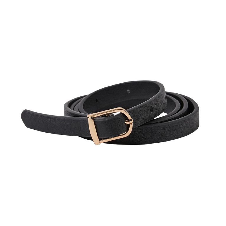 H&H Women's 2 Pack Skinny Belts, Black, hi-res