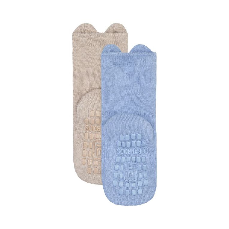 Underworks Infants' Non Skid Socks 2 Pack, Blue, hi-res