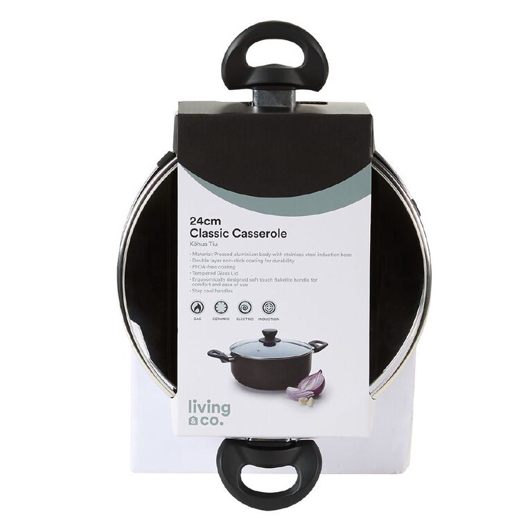 Living & Co Classic Casserole Black 24cm, , hi-res
