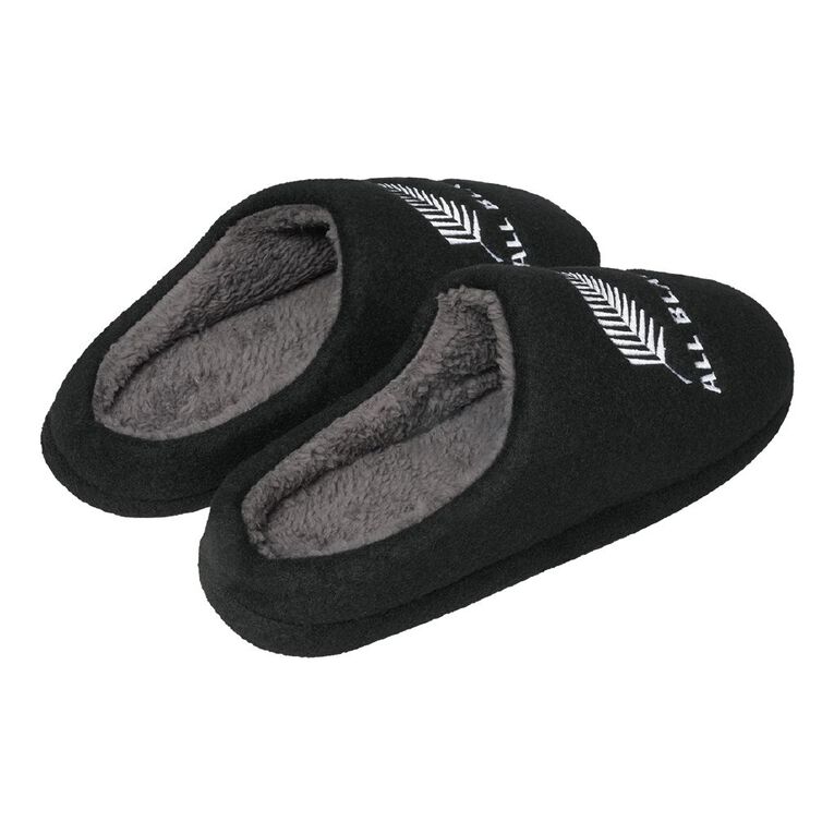 All Blacks Men's Fleece Lined Slippers, Black, hi-res