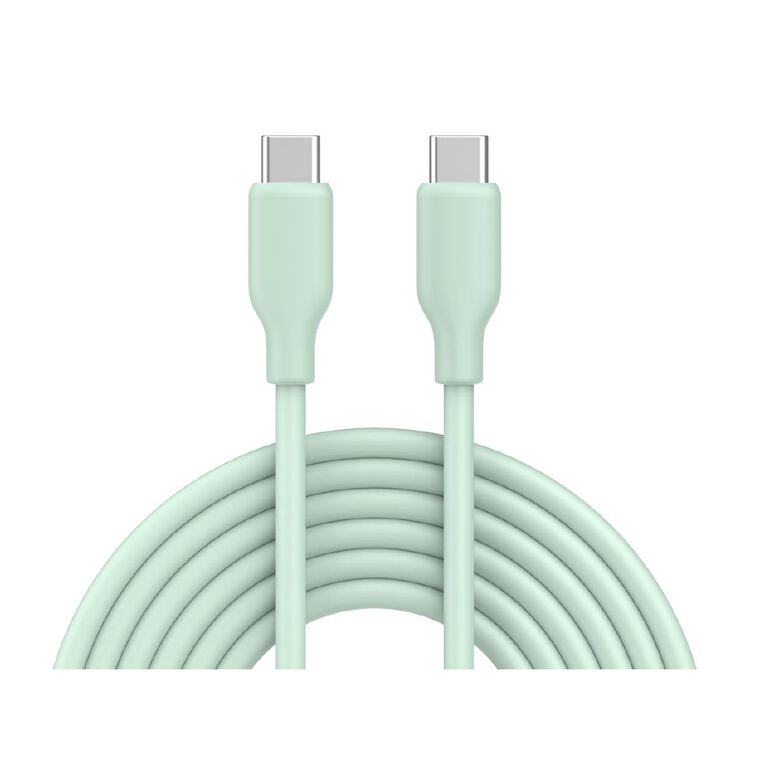 Tech.Inc Silicon USB-C to C Cable With Silicon Tie TICABS02GN Green, , hi-res