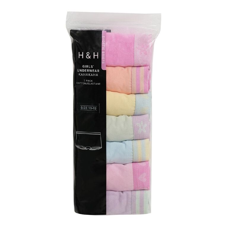 H&H Girls' Shortie 7 Pack, Purple/Green, hi-res