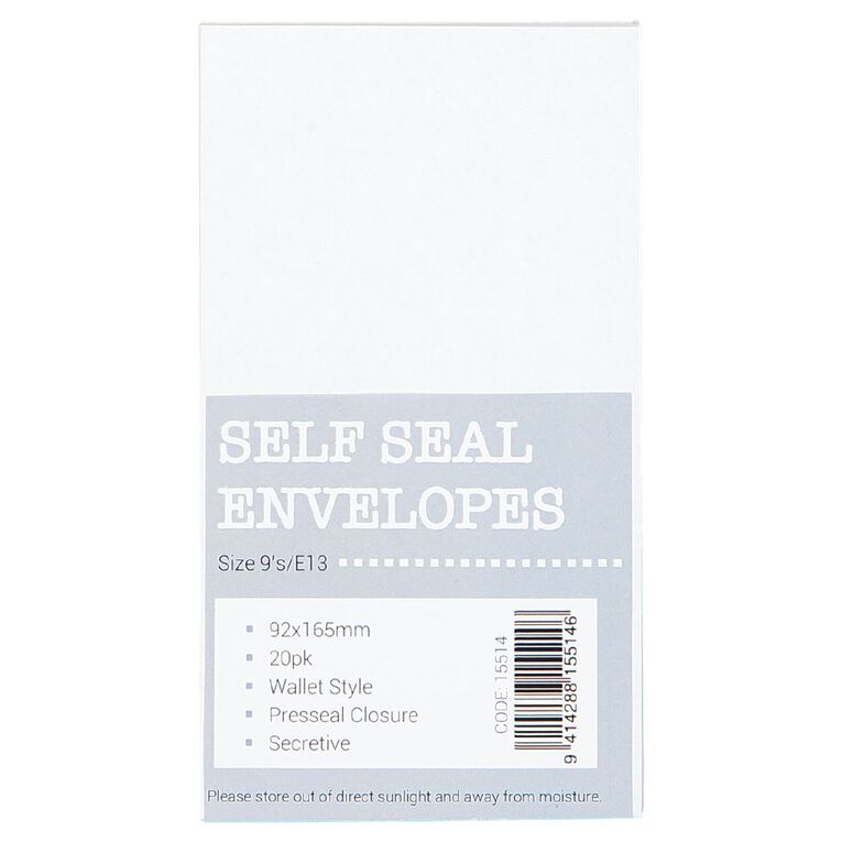 WS Self Seal Envelope 20 Pack, , hi-res