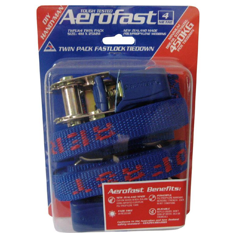 Aerofast Fastlock Tie Down 4M x 25mm 2 Pack, , hi-res
