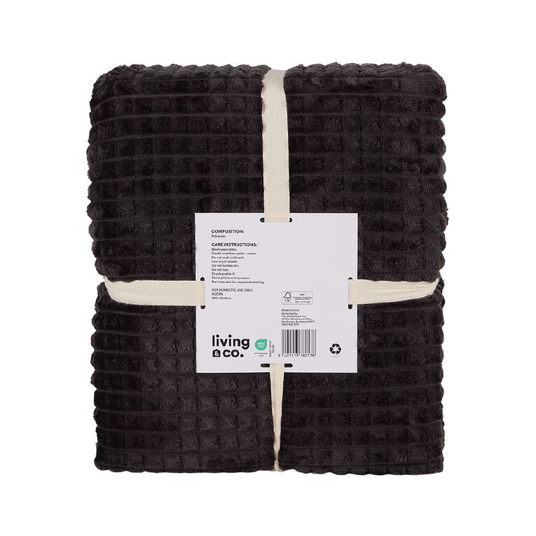 Living & Co Waffle Plush Blanket Rose Grey Queen, , hi-res