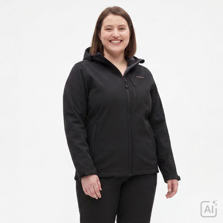 Back Country Adults' Softshell Hooded Jacket, Black, hi-res