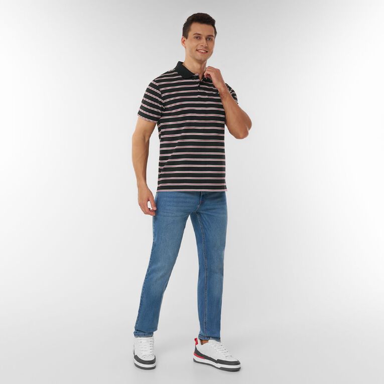 H&H Men's Stripe Polo, Black, hi-res