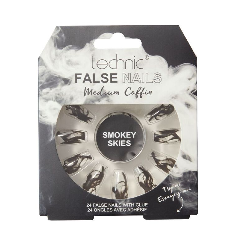 Technic False Nails Medium Coffin Smokey Skies, , hi-res