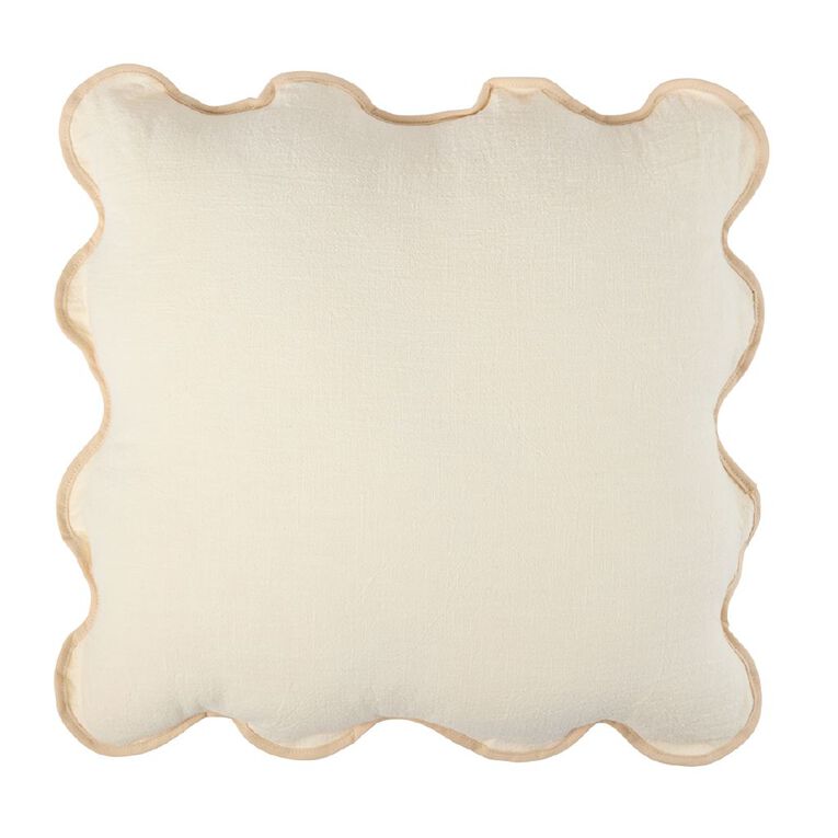 Living & Co Linen Rich Scallop Natural 45cm x 45cm, , hi-res