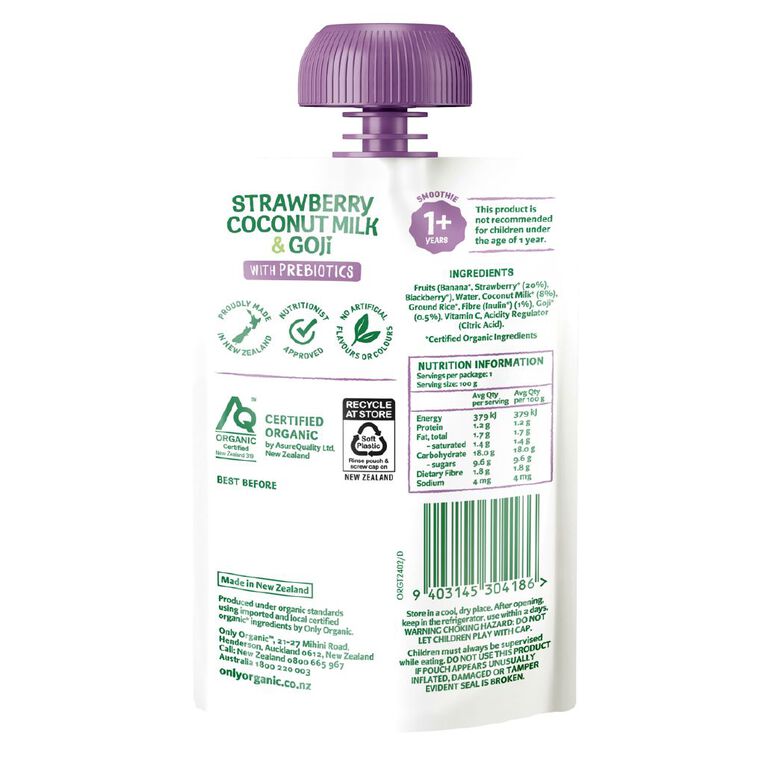Only Organic Strawberry Coconut Milk & Goji 1+ Years, , hi-res