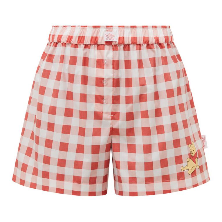 Winnie the Pooh Women's Woven Boxer Shorts, Red Mid, hi-res