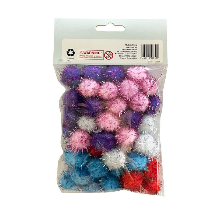 Uniti Sparkle Pom Poms 60 Pack, , hi-res