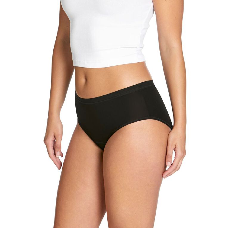 Love Luna Women's Period Midi Briefs Kit 2 Pack, Black, hi-res