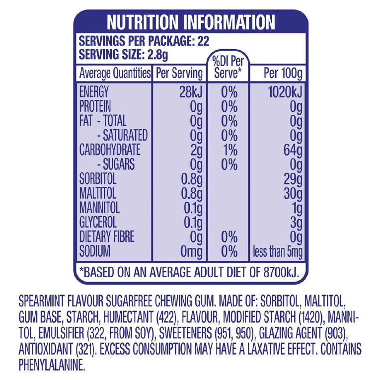 Extra Spearmint Chewing Gum Sugar Free Bottle 46 Piece 64g, , hi-res