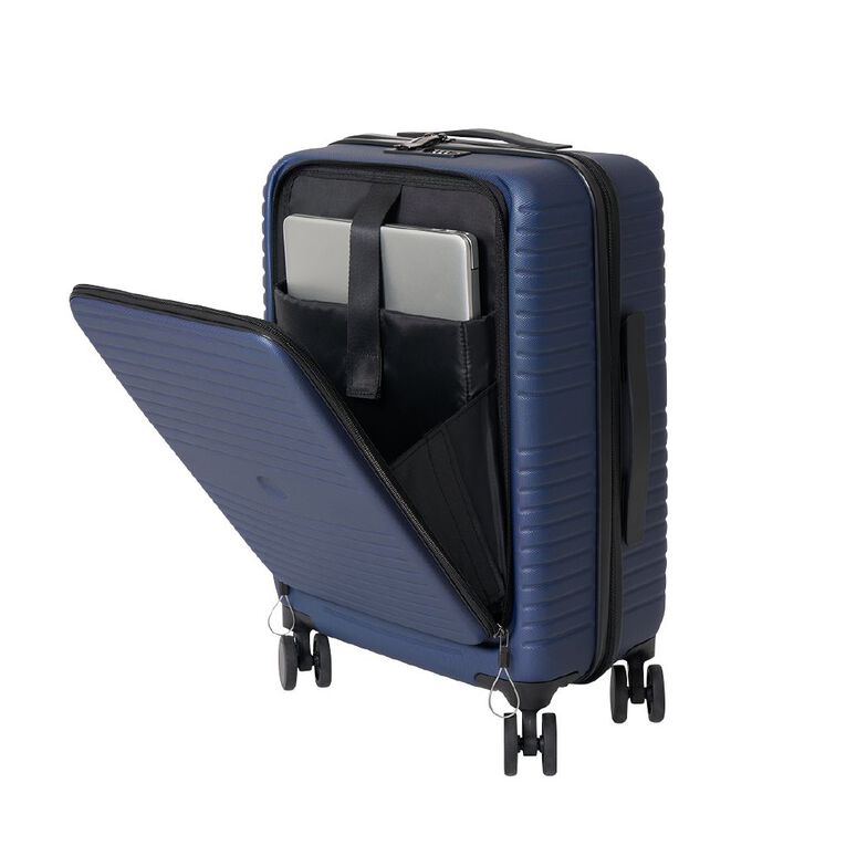 Living & Co 50cm Hard Textured Suitcase with Laptop Pocket Navy, , hi-res