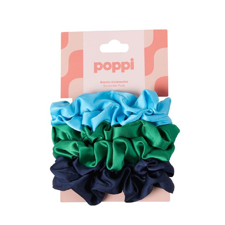 Poppi Thin Scrunchies Blue 6 Pack, , hi-res