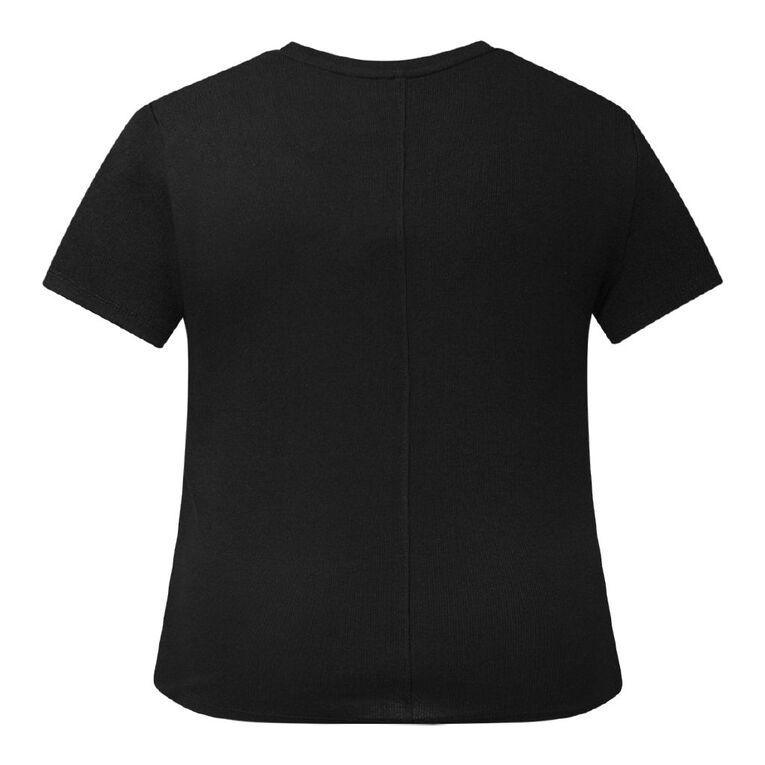 H&H Curve Women's Short Sleeve Baby Rib Tee, Black, hi-res