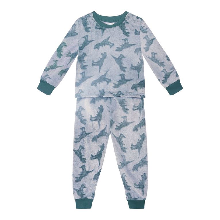 H&H Boys' Coral Fleece Pyjama Set, Green Mid, hi-res