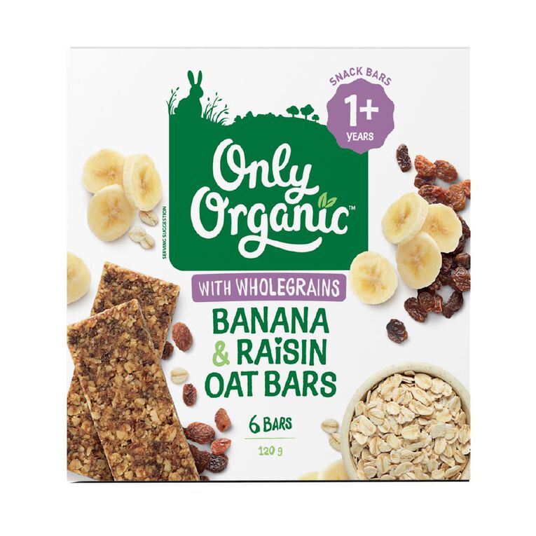 Only Organic Banana & Raisin Oat Bars 1+ Years 20gx6, , hi-res