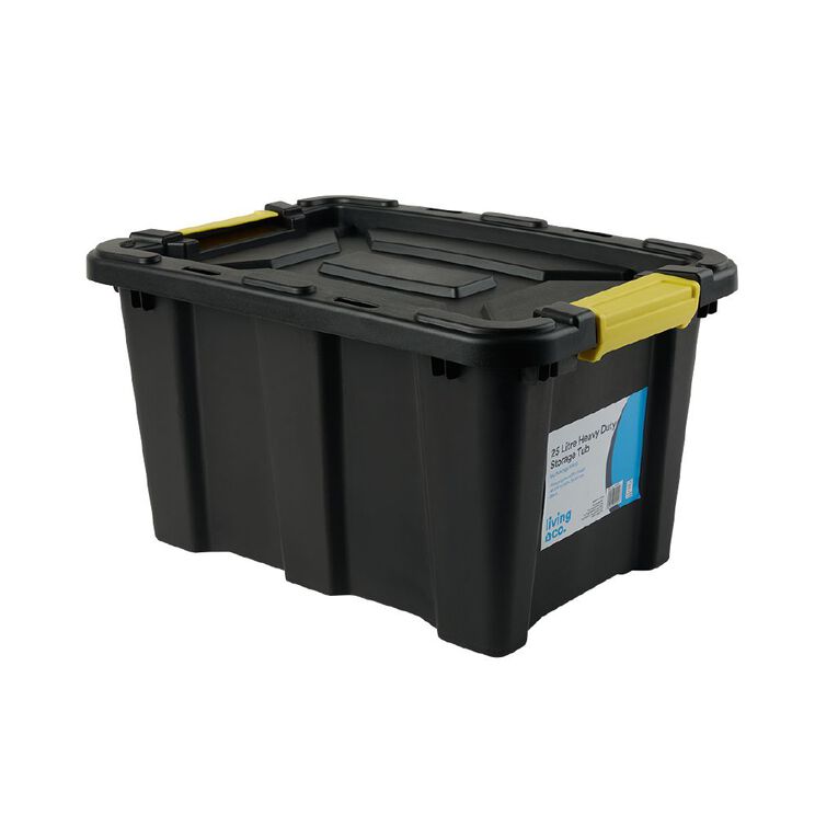 Living & Co Heavy Duty Storage Box Black 25L, , hi-res