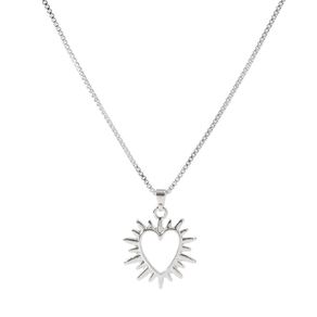 Silver Plated Heart Sunray Necklace