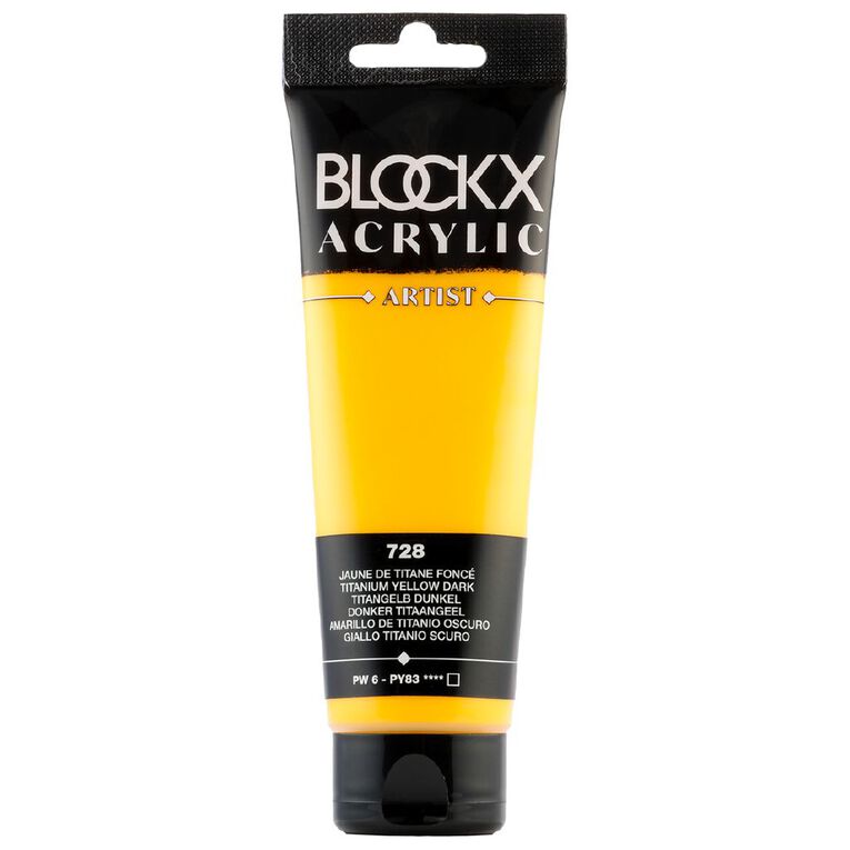 BLOCKX Acrylic Tube 120ml Dark Titanium Yellow Yellow, , hi-res