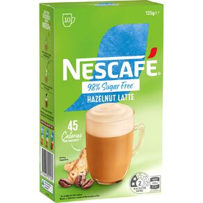Nescafe 98% Sugar Free Hazelnut Coffee 10 Pack