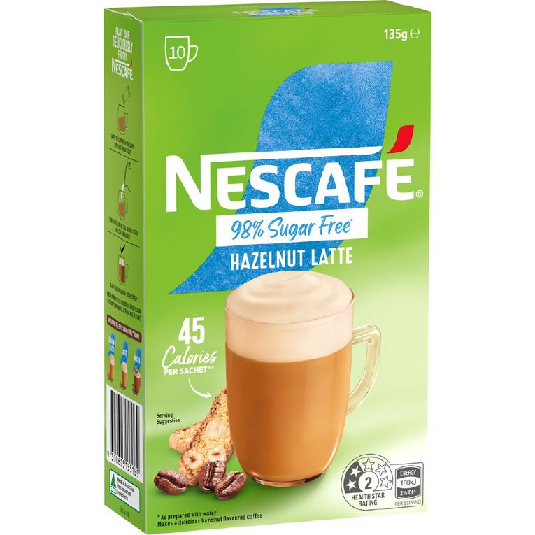 Nescafe 98% Sugar Free Hazelnut Coffee 10 Pack