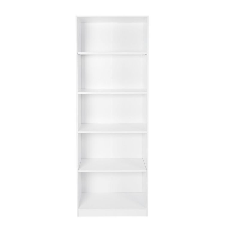 Living & Co Bookcase 5 Tier White, , hi-res