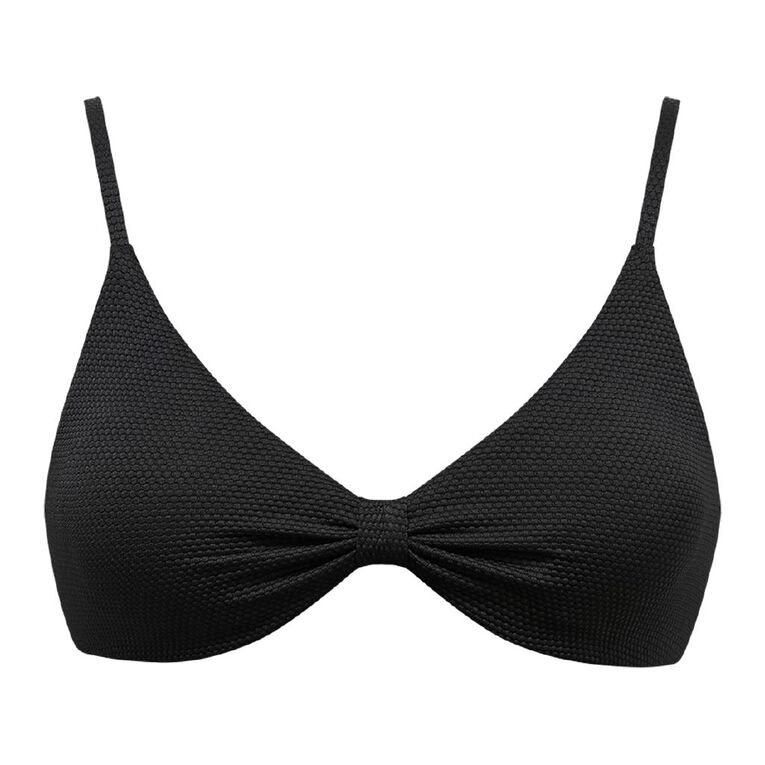 H&H Women's Tie Front Bikini Top, Black, hi-res