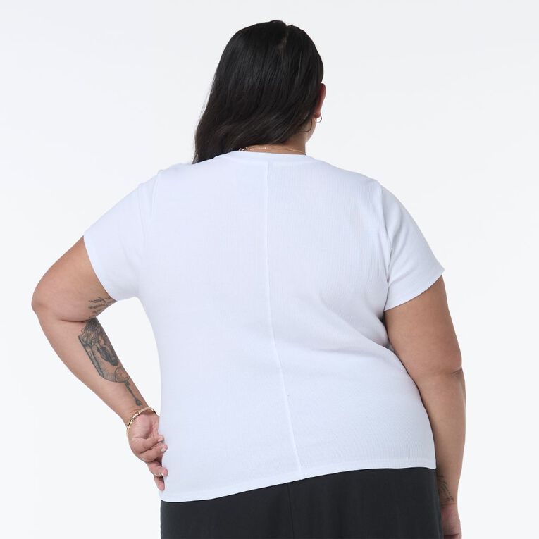 H&H Curve Women's Short Sleeve Baby Rib Tee, White, hi-res