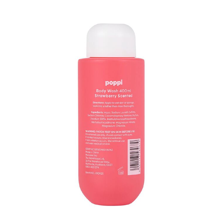 Poppi Body Wash Strawberry 400ml, , hi-res