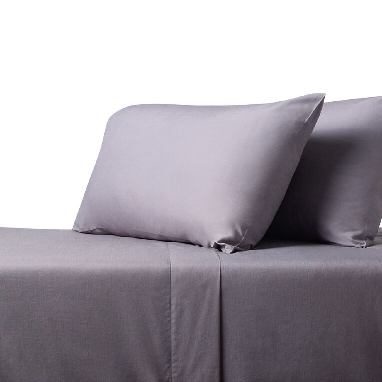 Living & Co Cotton Rich 250TC Sheet Set Grey/Charcoal Queen, , hi-res