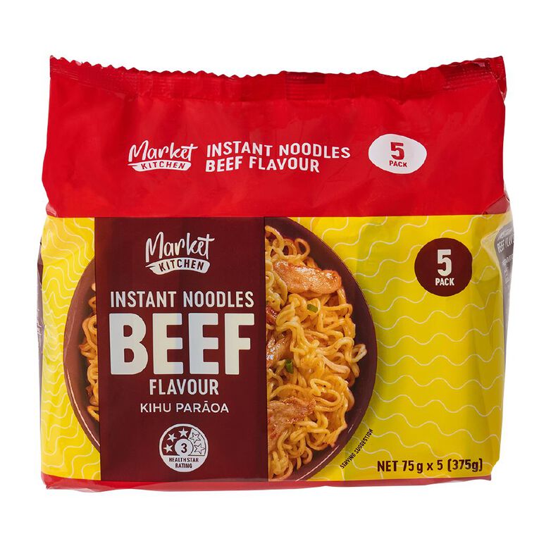 Market Kitchen Instant Noodles Beef 5 Pack, , hi-res