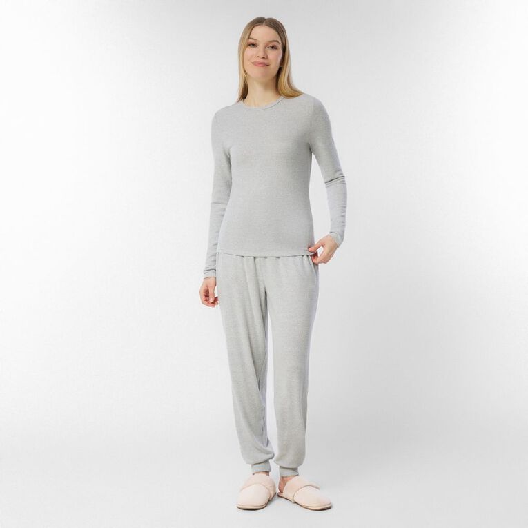 H&H Women's Brushed Knit Long Sleeved Lounge Top, Grey Mid, hi-res