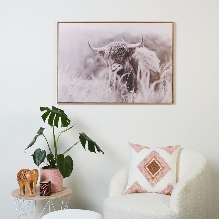 Living & Co Highland Cow Framed Canvas 100cm x 70cm, , hi-res