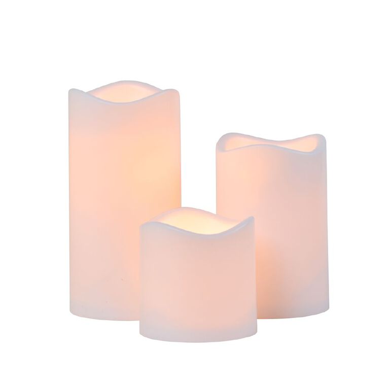 Living & Co LED Pillar Candles Set of 3, , hi-res