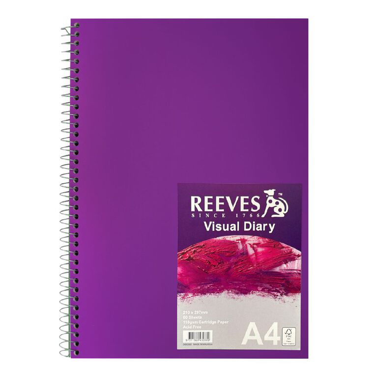 Reeves Visual Diary 110gsm Purple Mid A4, , hi-res