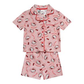 Hello Kitty Girls' Short Sleeve Button Up Pyjama Set