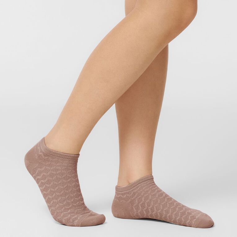 H&H Women's Patterend Ankle Socks 3 Pack, Cream, hi-res