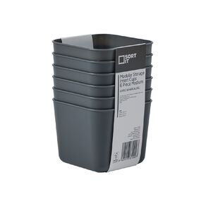Sort It Modular Storage Medium Insert Cups 6 Piece Grey