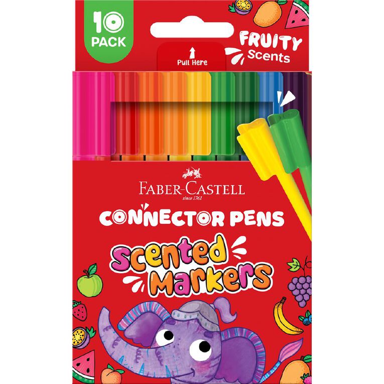Faber-Castell Scented Connector Felt Pens Multi-Coloured 10 Pack, , hi-res