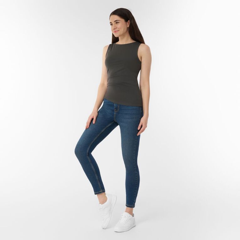 H&H Women's Contour Assymetric Hem Tank, Grey Dark, hi-res