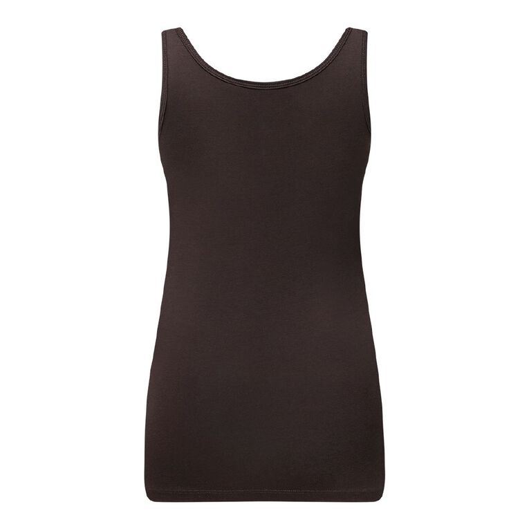 H&H Essentials Women's Stretch Cotton Longline Tank, Brown Dark, hi-res